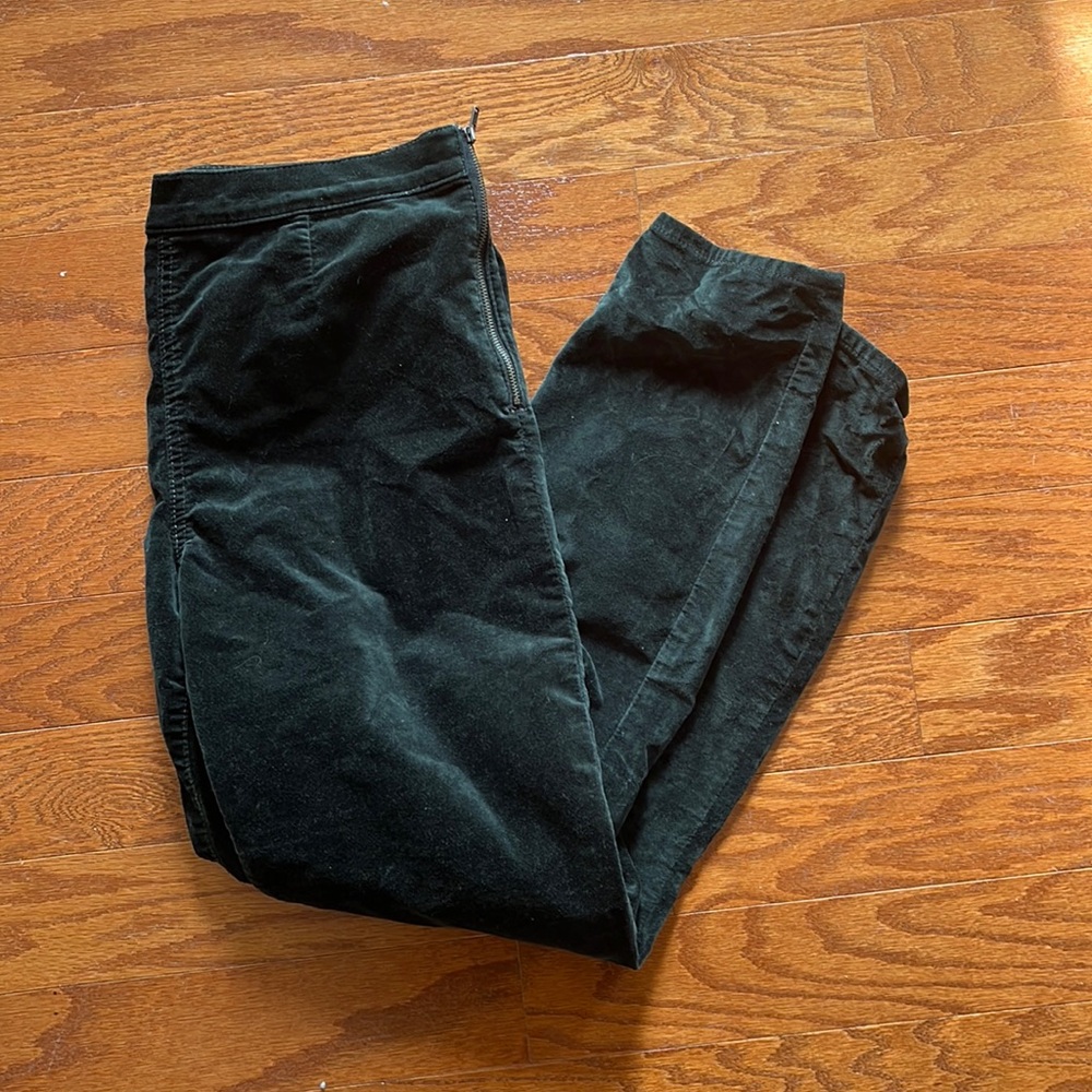 Gap Size 32R Side Zip Green Velvet Leggings